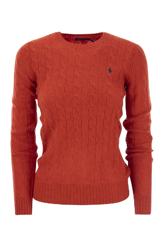 Wool and cashmere cable-knit sweater Spandex Rayon Corduroy