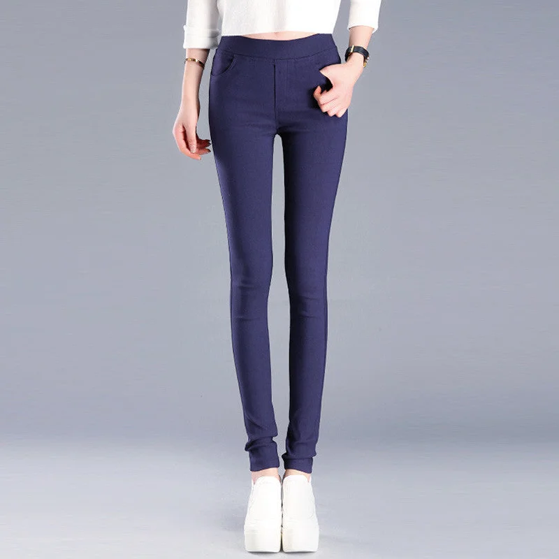 Colored Stretch Fashion Female Candy Colored Pencil Women's Pants Elastic Cotton Pants OL Slim Trousers Size S-3XL Trousers Occasion Special