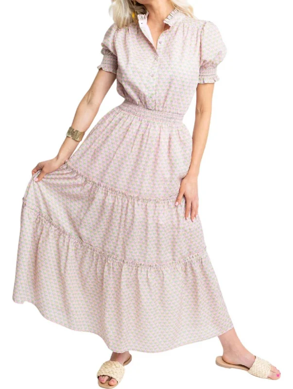 Paris Smock Waist Dress In Lavender