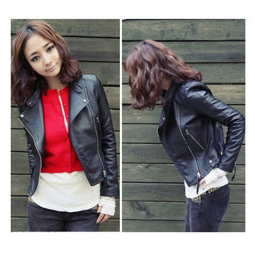 Arrival Autum & Winter Women Motorcycle Leather Jacket Slim Casual Coat Lace Jacket Ribbed Jacket Sequined Jacket Arrival Autum & Winter Women Motorcycle Leather Jacket Slim Casual Coat Lace Jacket Ribbed Jacket Sequined Jacket