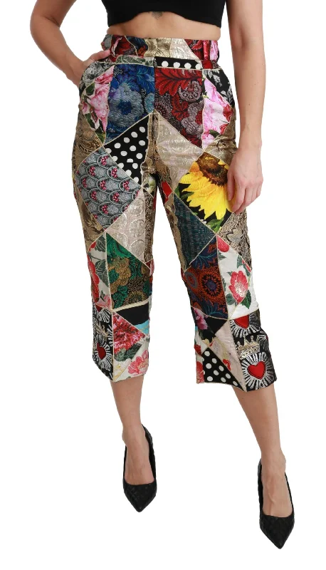 Dolce & Gabbana Elegant High Waist Cropped Silk Blend Women's Trousers Trousers Hiking Durable Dolce & Gabbana Elegant High Waist Cropped Silk Blend Women's Trousers Trousers Hiking Durable