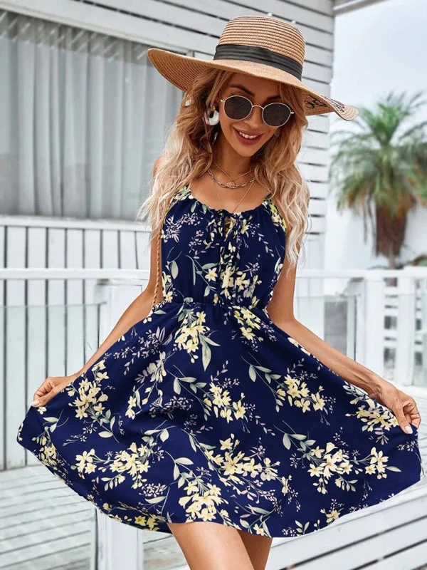Blue Zone Planet | Summer Elegant Sleeveless Dress Pullover Print Elastic Waist Spaghetti Strap Skirt Fitted Ribbed Sweater Blue Zone Planet | Summer Elegant Sleeveless Dress Pullover Print Elastic Waist Spaghetti Strap Skirt Fitted Ribbed Sweater