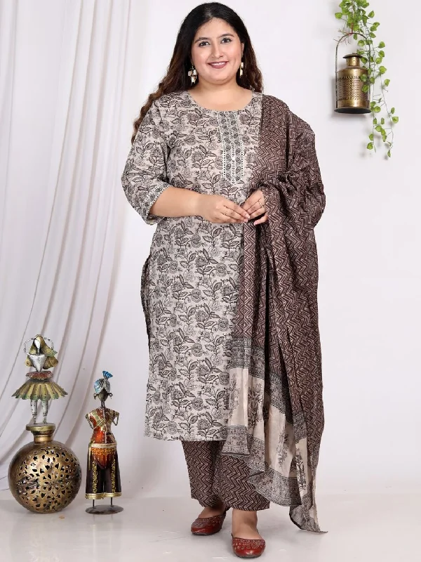 Swasti Floral Printed Regular Sequinned Pure Cotton Kurta with Trousers & With Dupatta Trousers New Arrival