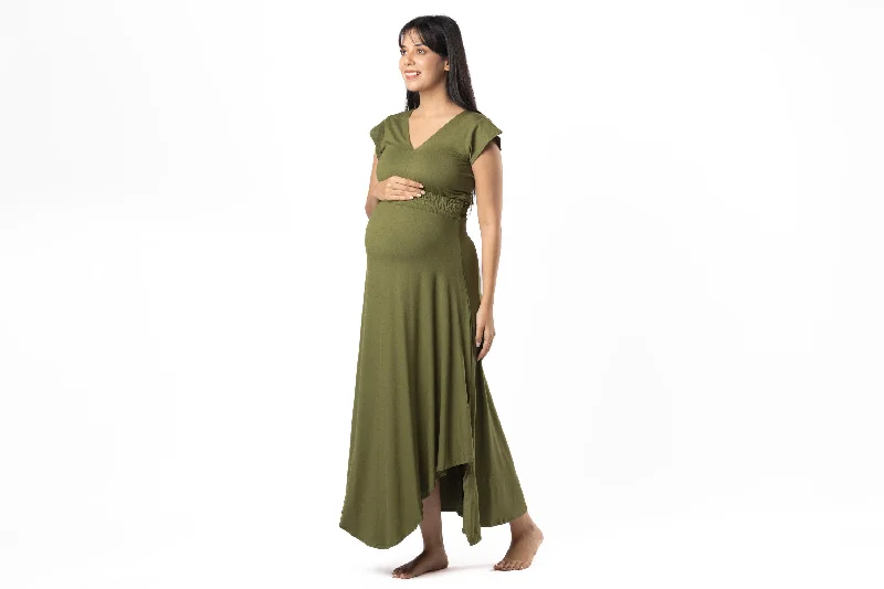 Olive Empire Fit & Flare Dress