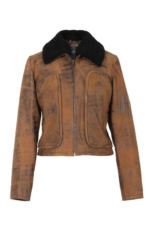 WASHED BROWN EMERY LEATHER JACKET Wool Jacket Cashmere Jacket Tweed Jacket