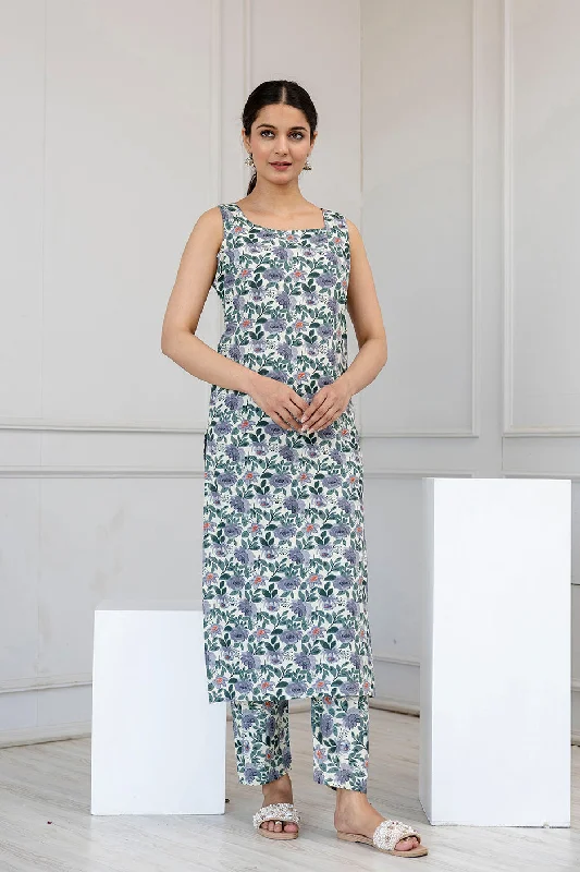 Women Off White Printed Straight Kurta With Trouser - Rasiya Trousers cozy comfortable Women Off White Printed Straight Kurta With Trouser - Rasiya Trousers cozy comfortable