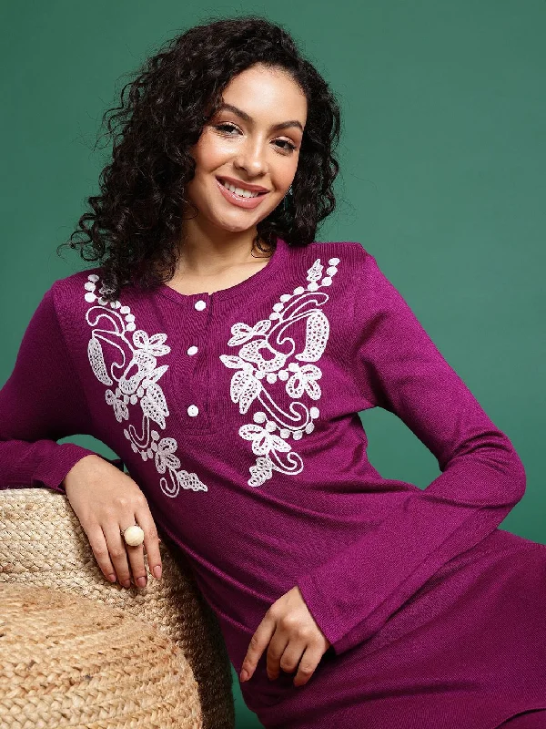 Sangria Paisley Embroidered Thread Work Kurta with Trouser Trousers Sale Discount