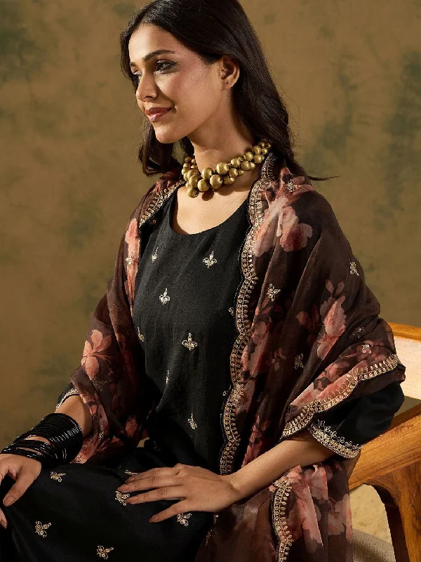 Indo Era Women Ethnic Motifs Embroidered Regular Kurta with Trousers & With Dupatta Trousers Gym Athletic