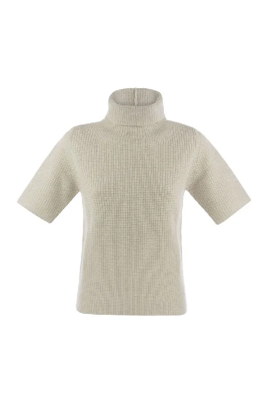 Turtleneck sweater with short sleeves Transparent Opaque Sheer