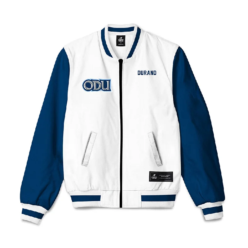 Old Dominion - NCAA Women's Rowing : Alexis Durand - Bomber Jacket Satin Fabric Silk Fabric Chiffon Fabric Old Dominion - NCAA Women's Rowing : Alexis Durand - Bomber Jacket Satin Fabric Silk Fabric Chiffon Fabric