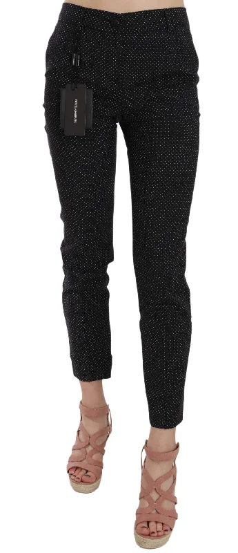 Dolce & Gabbana Elegant Black Virgin Wool Women's Trousers Trousers Mesh Breathable
