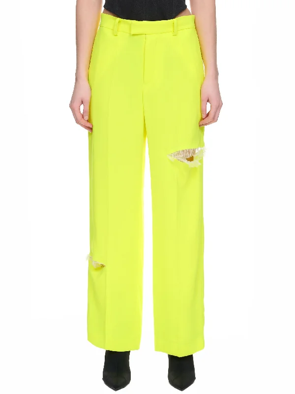 Neon Slit Trousers (UC1C1511-YELLOW) Trousers Palazzo Wide Leg