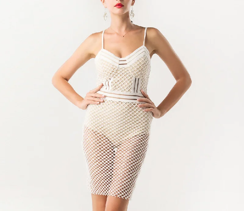 Missord V-neck sleeveless lace stitching dress FT4364