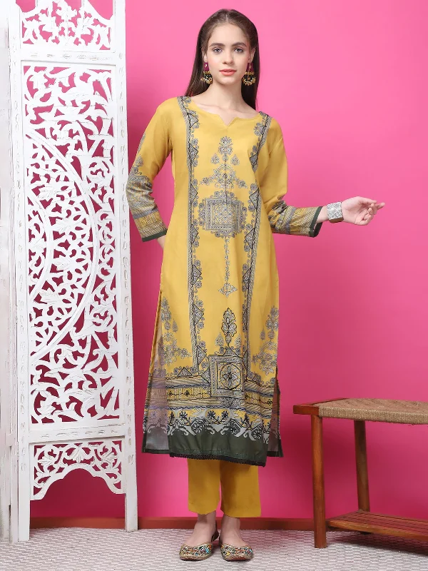 Jyoti Fashion Women's Mustard Cotton Geometric Digital Print with Jari & Crystal Kurta with Trouser & Dupatta Trousers Corduroy Warm Jyoti Fashion Women's Mustard Cotton Geometric Digital Print with Jari & Crystal Kurta with Trouser & Dupatta Trousers Corduroy Warm