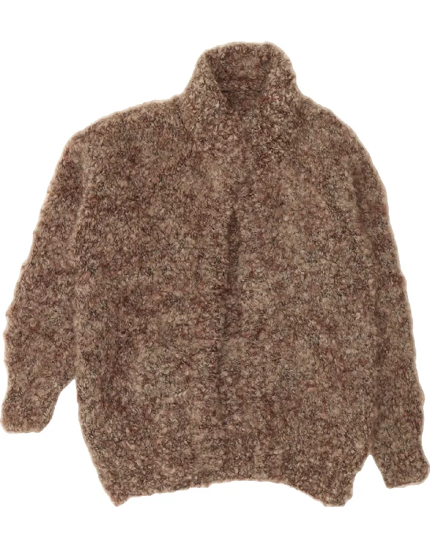 VINTAGE Womens Open Cardigan Sweater UK 18 XL Brown Denim Fabric Leather Fabric Suede Fabric VINTAGE Womens Open Cardigan Sweater UK 18 XL Brown Denim Fabric Leather Fabric Suede Fabric