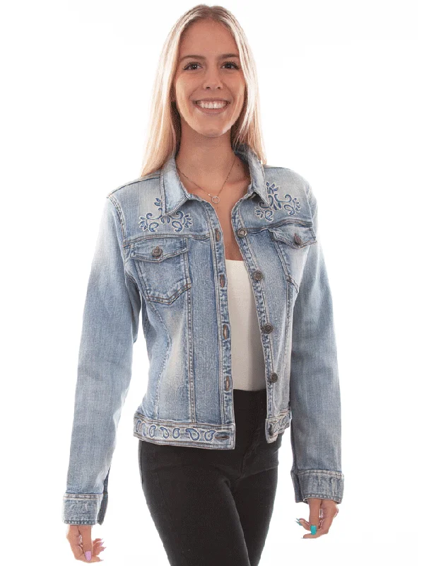 Scully HC734-DEN Womens Beaded Jean Jacket Denim Elasticated Jacket Padded Jacket Insulated Jacket