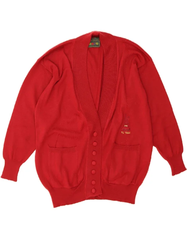 VINTAGE Womens Cardigan Sweater UK 18 XL Red Wool Mesh Fabric Canvas Fabric Denim Fabric VINTAGE Womens Cardigan Sweater UK 18 XL Red Wool Mesh Fabric Canvas Fabric Denim Fabric
