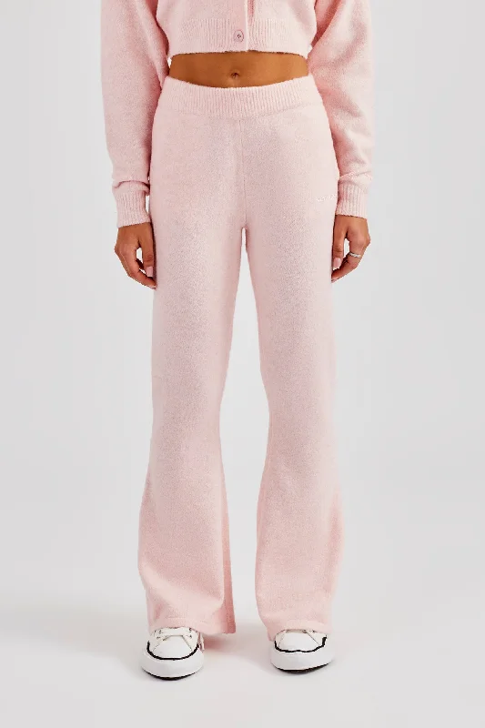 Knitted Flare Trouser - Baby Pink Trousers New Arrival