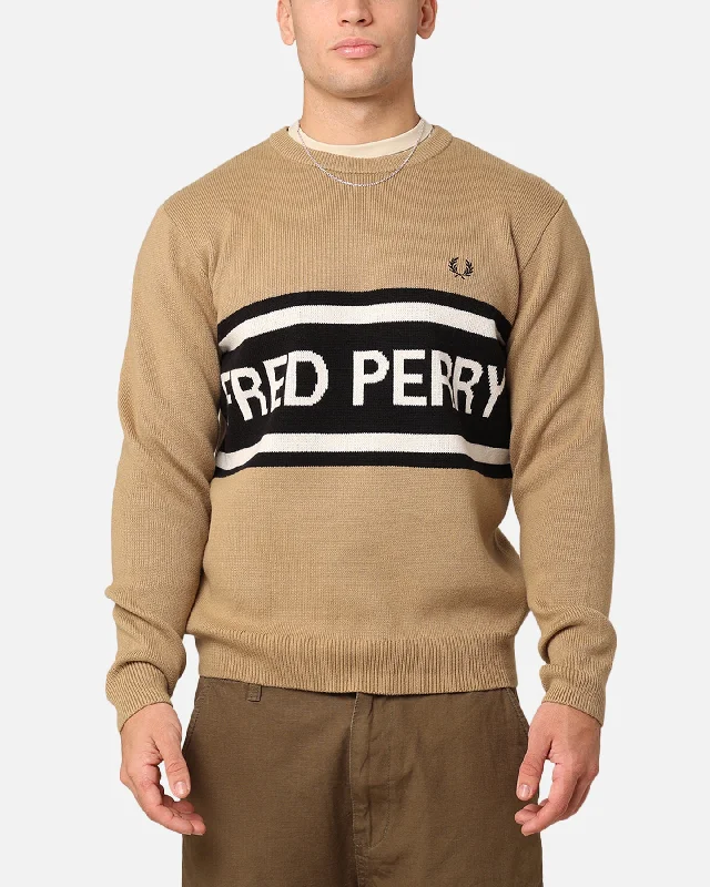 Fred Perry Graphic Sweater Warm Stone Anti-Pilling Anti-Shrink Durable