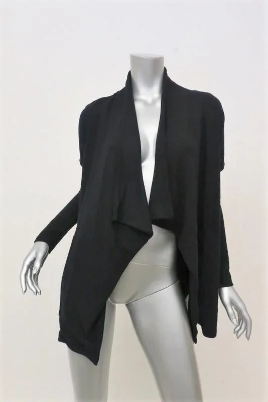 Velvet by Graham & Spencer Draped Cardigan Tish Black Jersey Size Extra Small Crew Neck V-Neck Turtle Neck