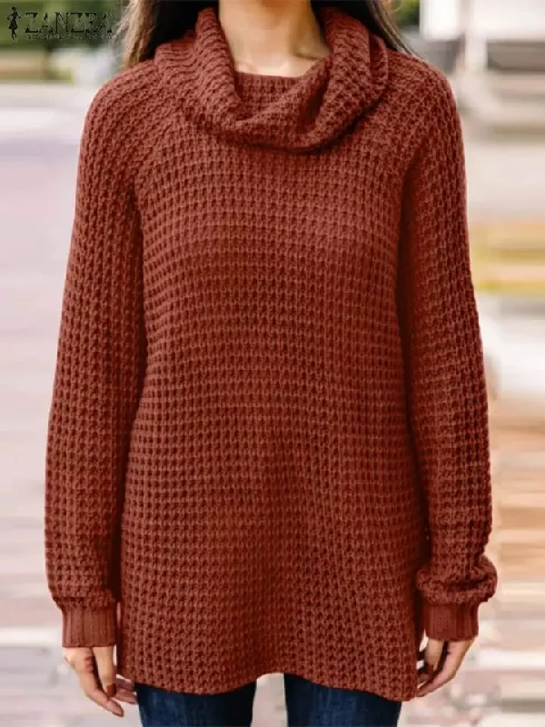 Autumn Solid Tunic Tops ZANZEA Women Turtleneck Long Sleeve Blouse Casual Loose Shirt Female Work Blusas Pullover Mujer Chemise S4449927 Plunging Neck Pullover Autumn Solid Tunic Tops ZANZEA Women Turtleneck Long Sleeve Blouse Casual Loose Shirt Female Work Blusas Pullover Mujer Chemise S4449927 Plunging Neck Pullover