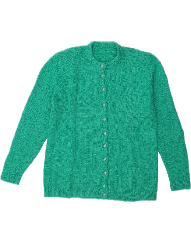 VINTAGE Womens Cardigan Sweater UK 16 Large Turquoise Zippered Front Buttoned Front Snap Front VINTAGE Womens Cardigan Sweater UK 16 Large Turquoise Zippered Front Buttoned Front Snap Front