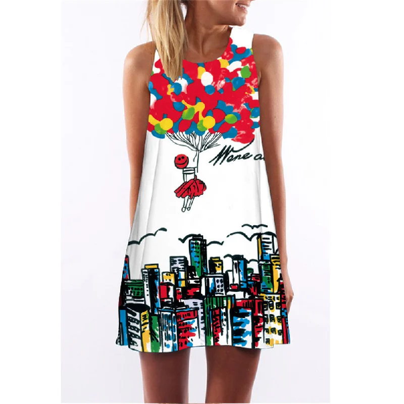 Fashion Plus Size Xl European Summer Print Dress Casual Women O-neck Sleeveless Straight Dresses Lyq01 Fashion Plus Size Xl European Summer Print Dress Casual Women O-neck Sleeveless Straight Dresses Lyq01