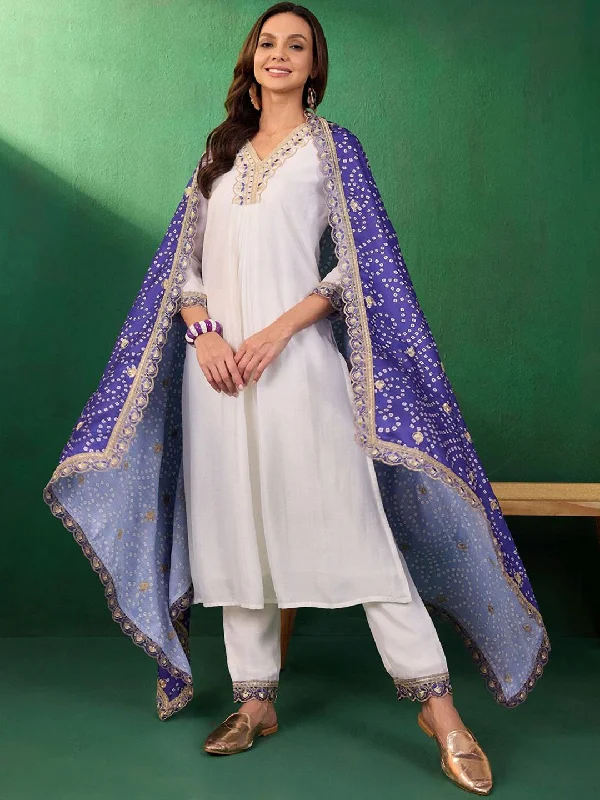 Sangria Sequence Embroidered Straight Kurta With Trousers Trousers fashionable chic