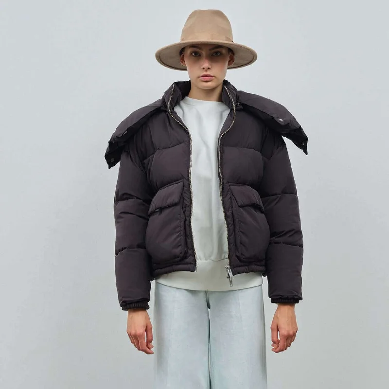 Montreal | Black Women's Cropped Quilted Puffer Jacket One-Shoulder Jacket Off-the-Shoulder Jacket Asymmetrical Jacket Montreal | Black Women's Cropped Quilted Puffer Jacket One-Shoulder Jacket Off-the-Shoulder Jacket Asymmetrical Jacket