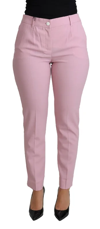 Dolce & Gabbana Elegant Pink High-Waisted Wool Women's Trousers Trousers Flared Retro Dolce & Gabbana Elegant Pink High-Waisted Wool Women's Trousers Trousers Flared Retro