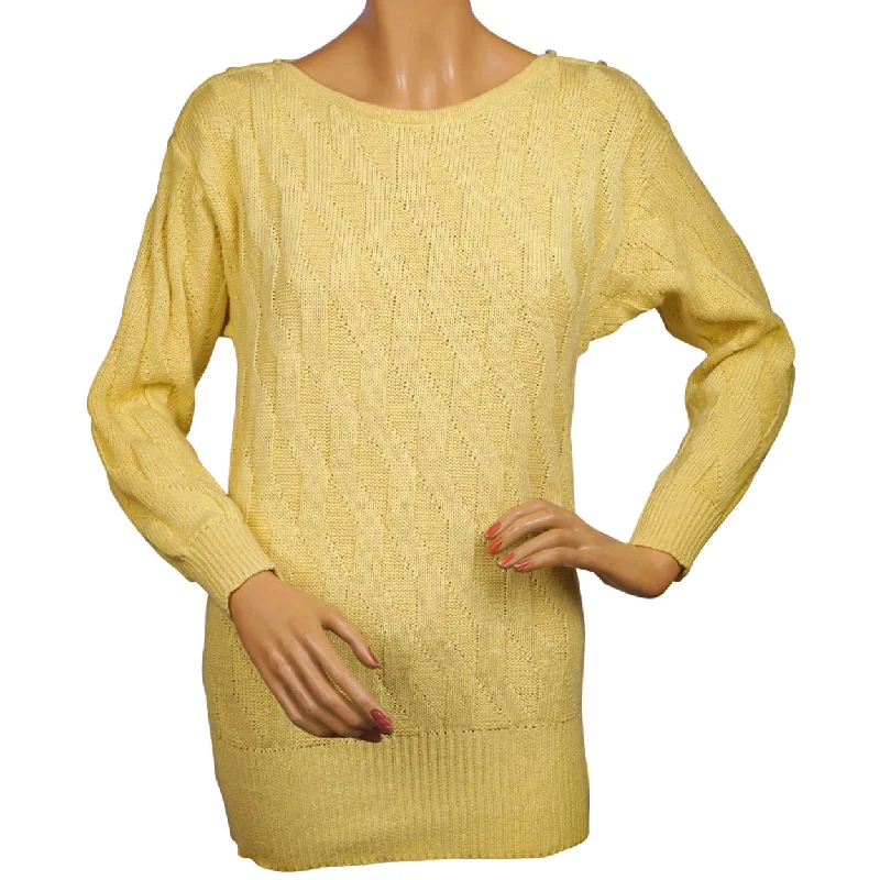 Vintage 1980s Guy Laroche Sweater Yellow Cotton Flax Size Small 36 Striped Floral Plaid Vintage 1980s Guy Laroche Sweater Yellow Cotton Flax Size Small 36 Striped Floral Plaid