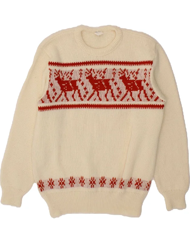 VINTAGE Womens Cardigan Sweater UK 14 Large Off White Fair Isle Acrylic Denim Fabric Leather Fabric Suede Fabric VINTAGE Womens Cardigan Sweater UK 14 Large Off White Fair Isle Acrylic Denim Fabric Leather Fabric Suede Fabric