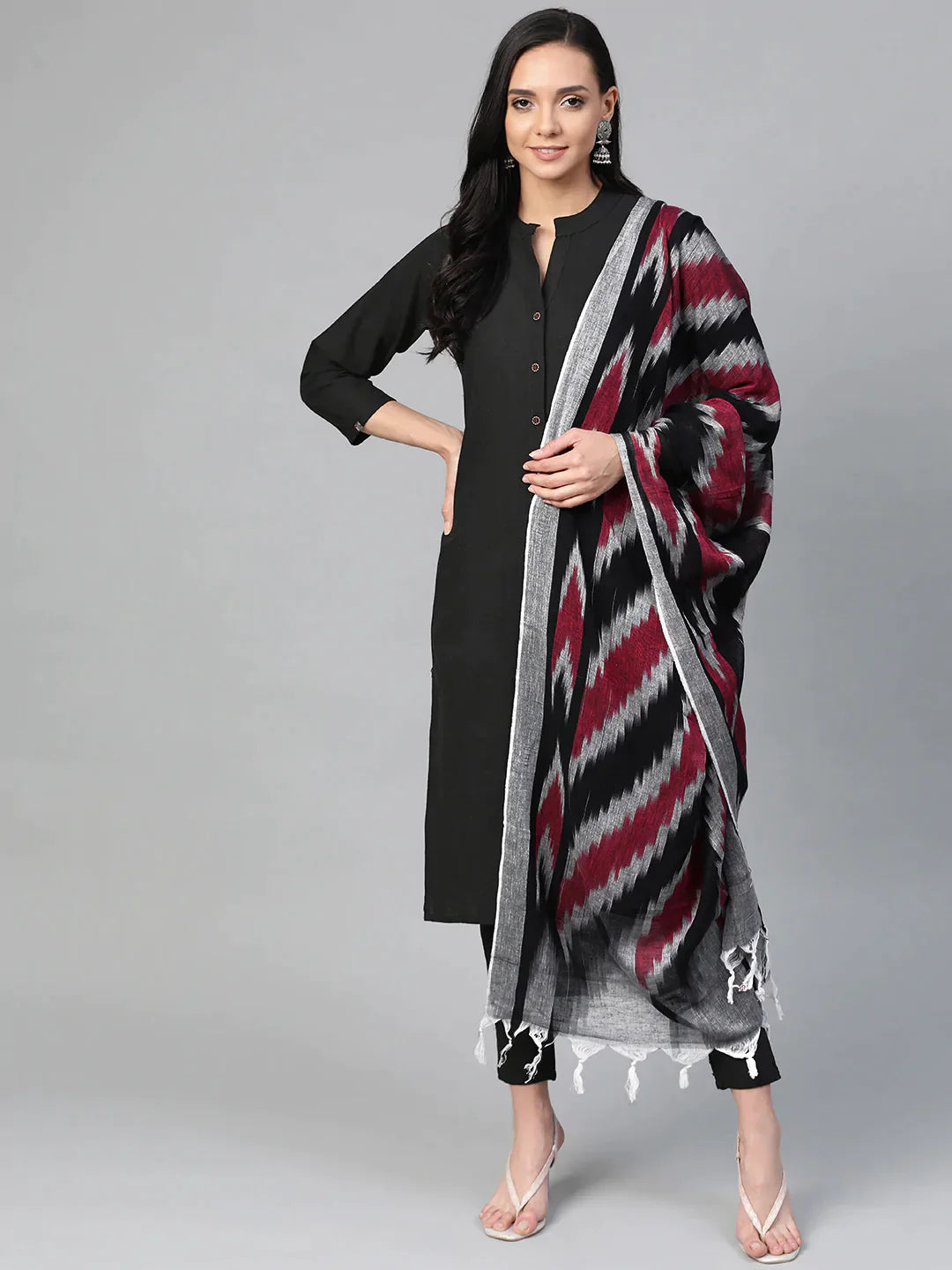 Women Black & Grey Solid Kurta With Trousers & Dupatta - Rasiya Trousers Spring Floral Women Black & Grey Solid Kurta With Trousers & Dupatta - Rasiya Trousers Spring Floral
