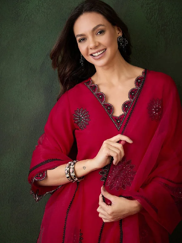 Sangria Zari Sequence Embroidered Kurta & Trouser With Dupatta Trousers Review Highly