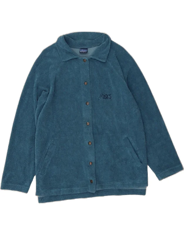 ASICS Womens Loose Fit Cardigan Sweater UK 16 Large Blue Cotton Front Pockets Side Pockets Patch Pockets ASICS Womens Loose Fit Cardigan Sweater UK 16 Large Blue Cotton Front Pockets Side Pockets Patch Pockets