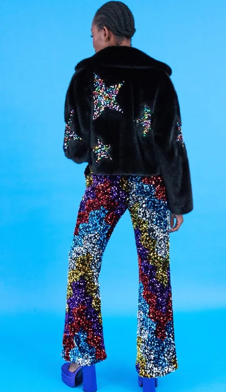 Sequin Star Luxurious Faux Fur Jacket Hooded Jacket Caped Jacket Shawl Collar Jacket Sequin Star Luxurious Faux Fur Jacket Hooded Jacket Caped Jacket Shawl Collar Jacket