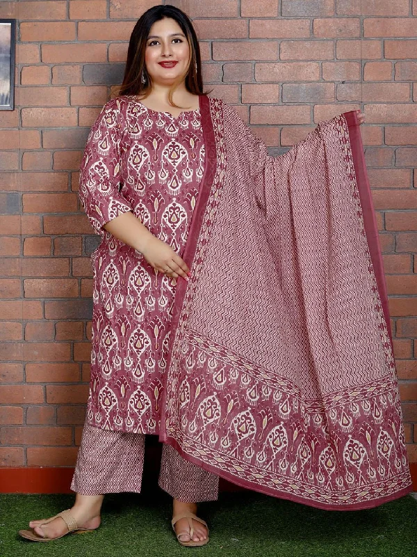 Swasti Women Floral Printed Regular Sequinned Pure Cotton Kurta with Trousers & With Dupatta Trousers sophisticated sleek