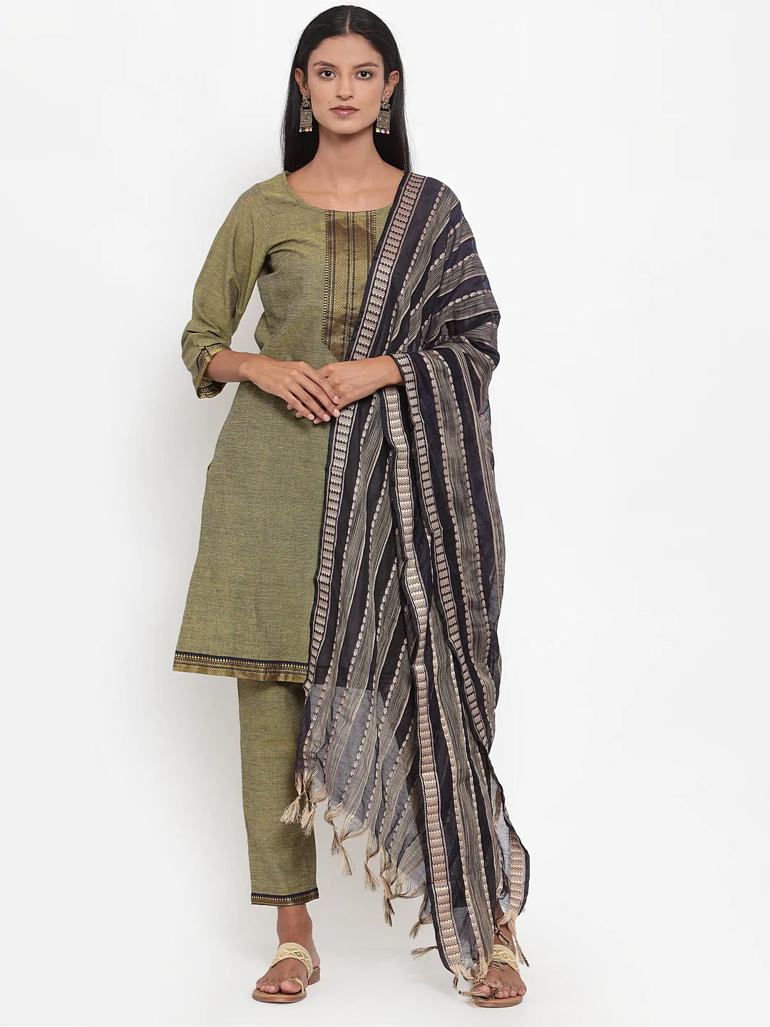 Women Mustard Solid Kurta With Trousers & Dupatta - Rasiya Trousers Business Professional Women Mustard Solid Kurta With Trousers & Dupatta - Rasiya Trousers Business Professional