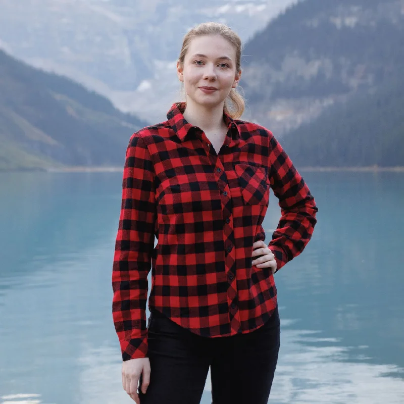 615 / Women's Flannel Shirt in Red/Black Buffalo Check Collared Crew Neck Turtle Neck 615 / Women's Flannel Shirt in Red/Black Buffalo Check Collared Crew Neck Turtle Neck