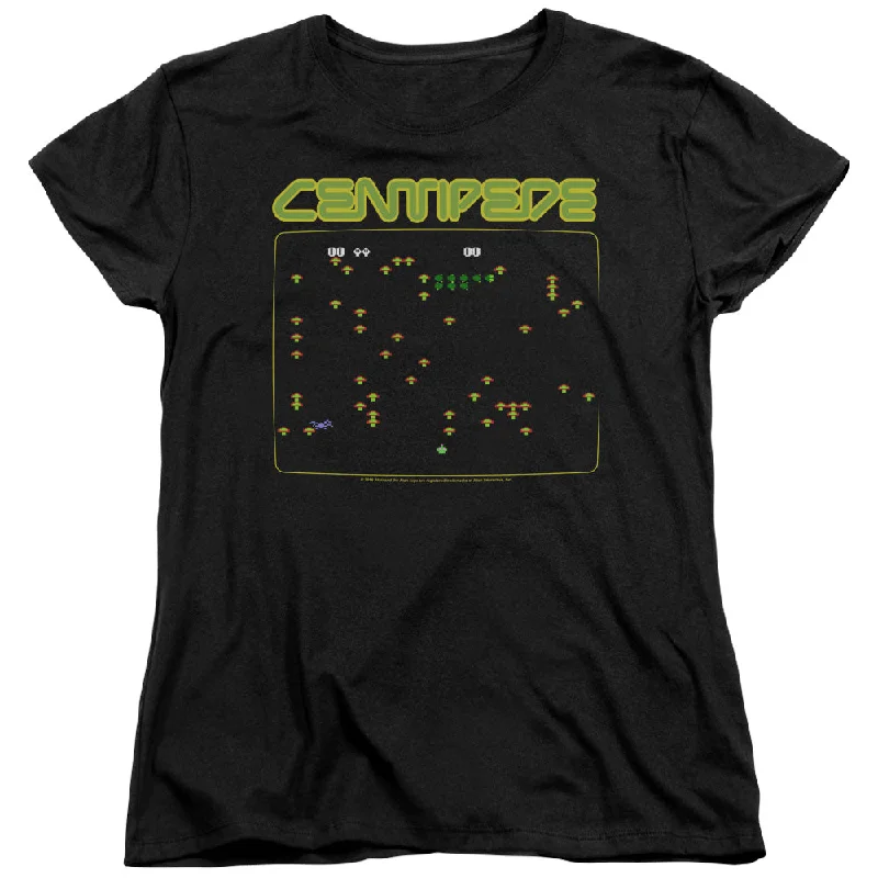 Atari Centipede Screen Women's 18/1 Cotton Short-Sleeve T-Shirt Fleece Fabric Down Fabric Feather Fabric