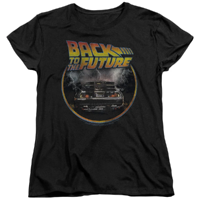 Back To The Future Back Women's 18/1 Cotton Short-Sleeve T-Shirt Front Pockets Side Pockets Patch Pockets