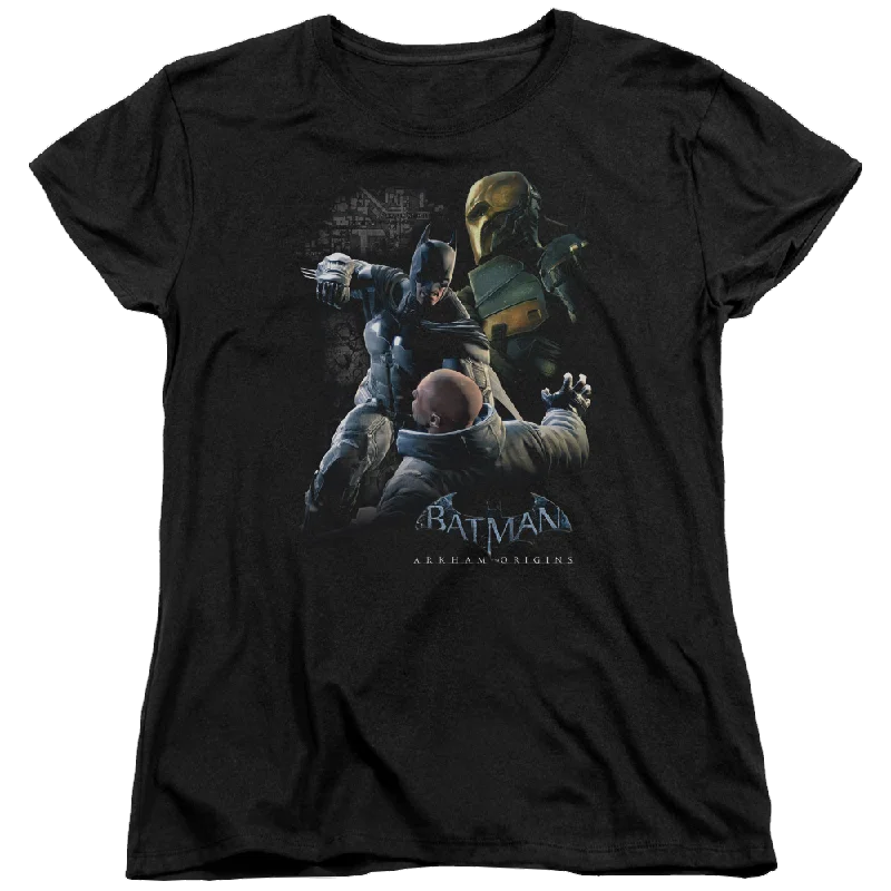 Batman - Arkham Punch - Women's T-Shirt Collared Crew Neck Turtle Neck