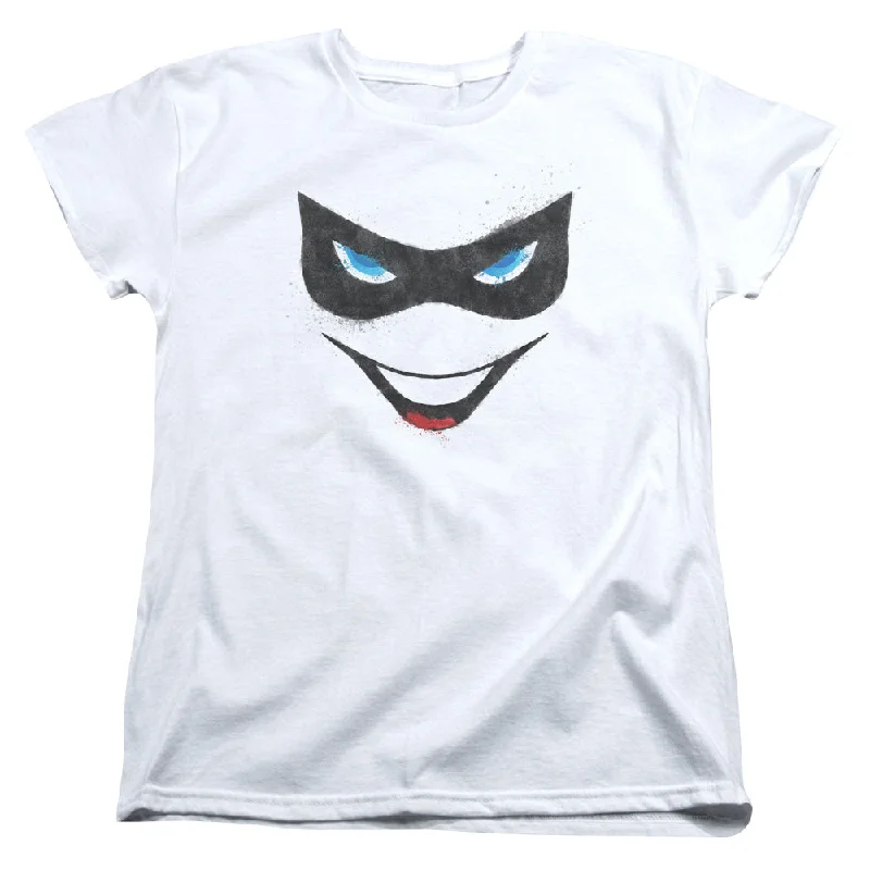 Batman Harley Face Women's 18/1 Cotton Short-Sleeve T-Shirt Fitted T-Shirt Seamless Stretchy