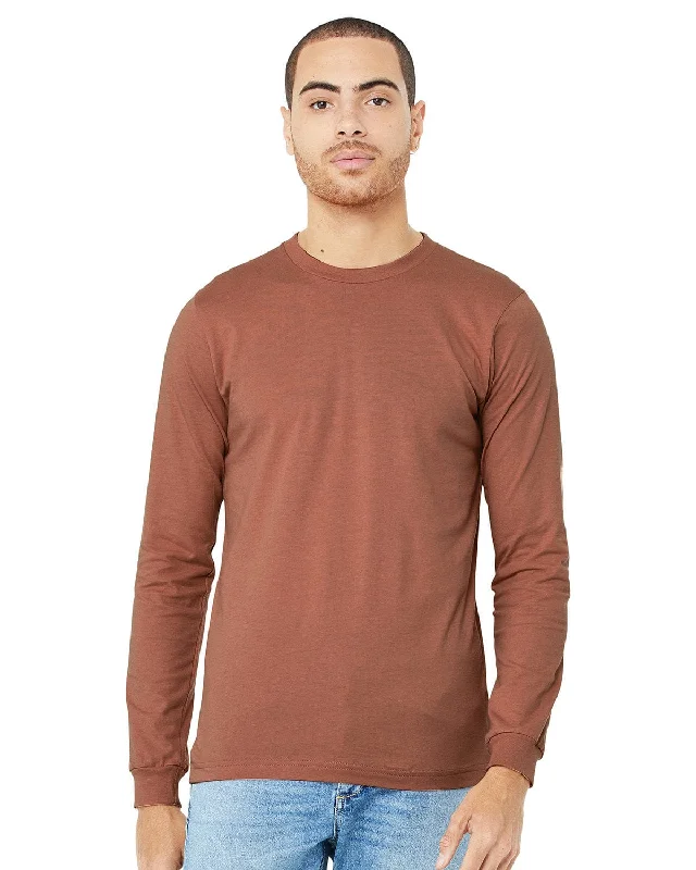 Bella+Canvas Long Sleeve Jersey T-Shirt | Terracotta Anti-Shrink Durable Soft