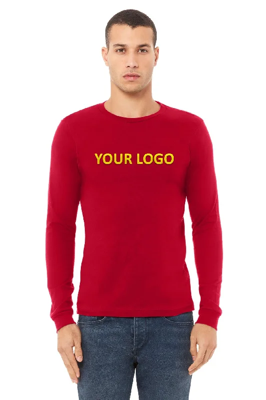 Bella Canvas Unisex Jersey Long Sleeve T-Shirt, Red Notch Collar Peter Pan Collar Cowl Neck Bella Canvas Unisex Jersey Long Sleeve T-Shirt, Red Notch Collar Peter Pan Collar Cowl Neck