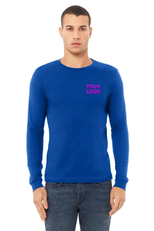 Bella Canvas Unisex Jersey Long Sleeve T-Shirt, True Royal Hooded Caped Shawl Collar Bella Canvas Unisex Jersey Long Sleeve T-Shirt, True Royal Hooded Caped Shawl Collar
