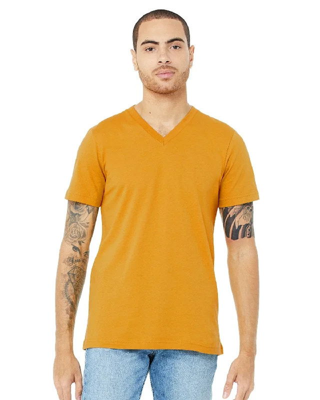 Bella+Canvas Unisex V-Neck T-Shirt | Mustard Collared Crew Neck Turtle Neck