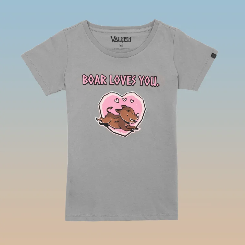 Boar Loves You, Women's Tee, Grey Chenille Blend Fleece Blend Nylon Blend