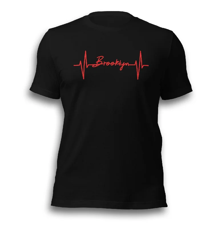 BROOKLYN HEARTBEAT BLACK UNISEX T-SHIRT Hooded Caped Shawl Collar