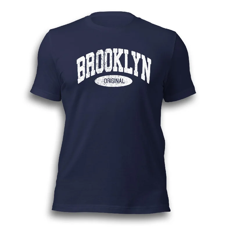 BROOKLYN ORIGINAL NAVY UNISEX T-SHIRT Zippered Buttoned Snapped